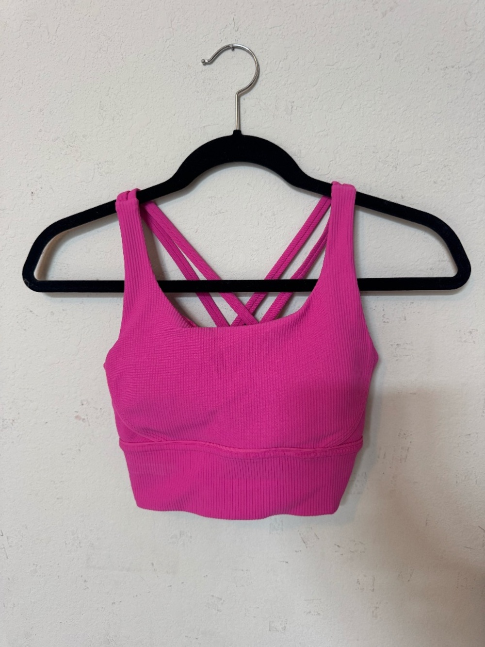 Energy Bra Long Line Ribbed, Sonic Pink, Medium Support, B–D Cup, Size 4